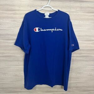 Champion 2XL Heritage Athletic Apparel Embroidered Blue Graphic Tee T Shirt